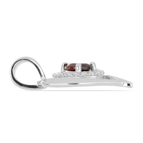 NATURAL GARNET GEMSTONE CLASSIC PENDANT IN STERLING SILVER